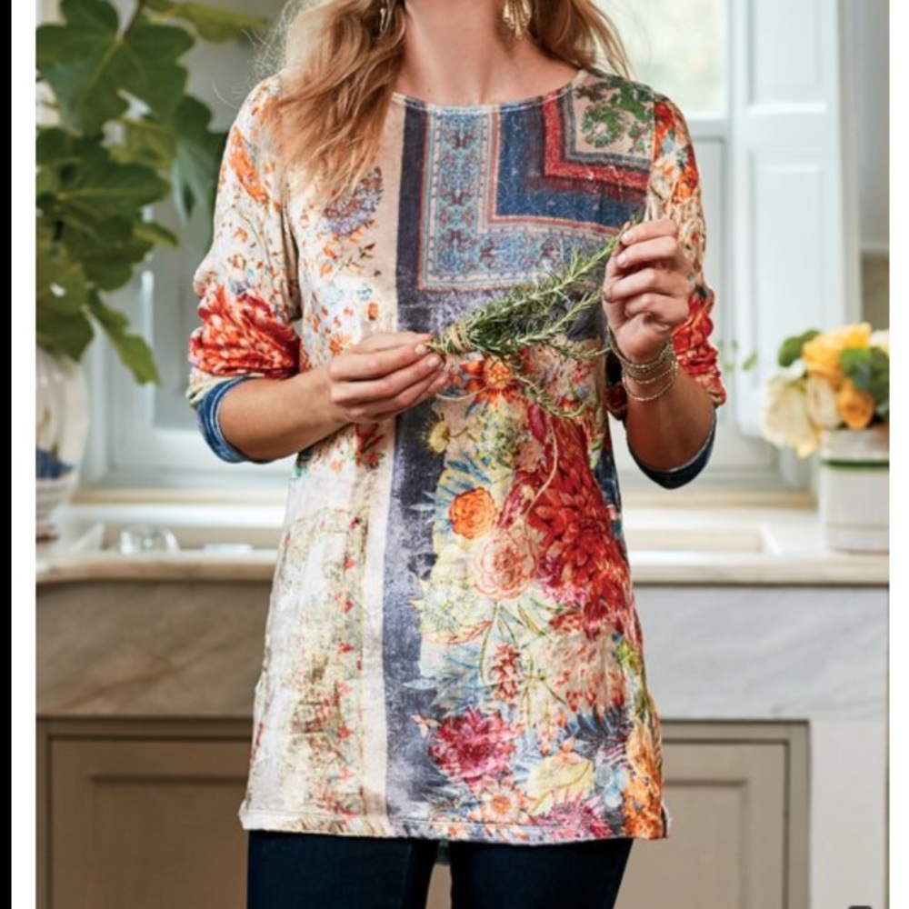 Soft Surroundings Ashbury velvet tunic top large